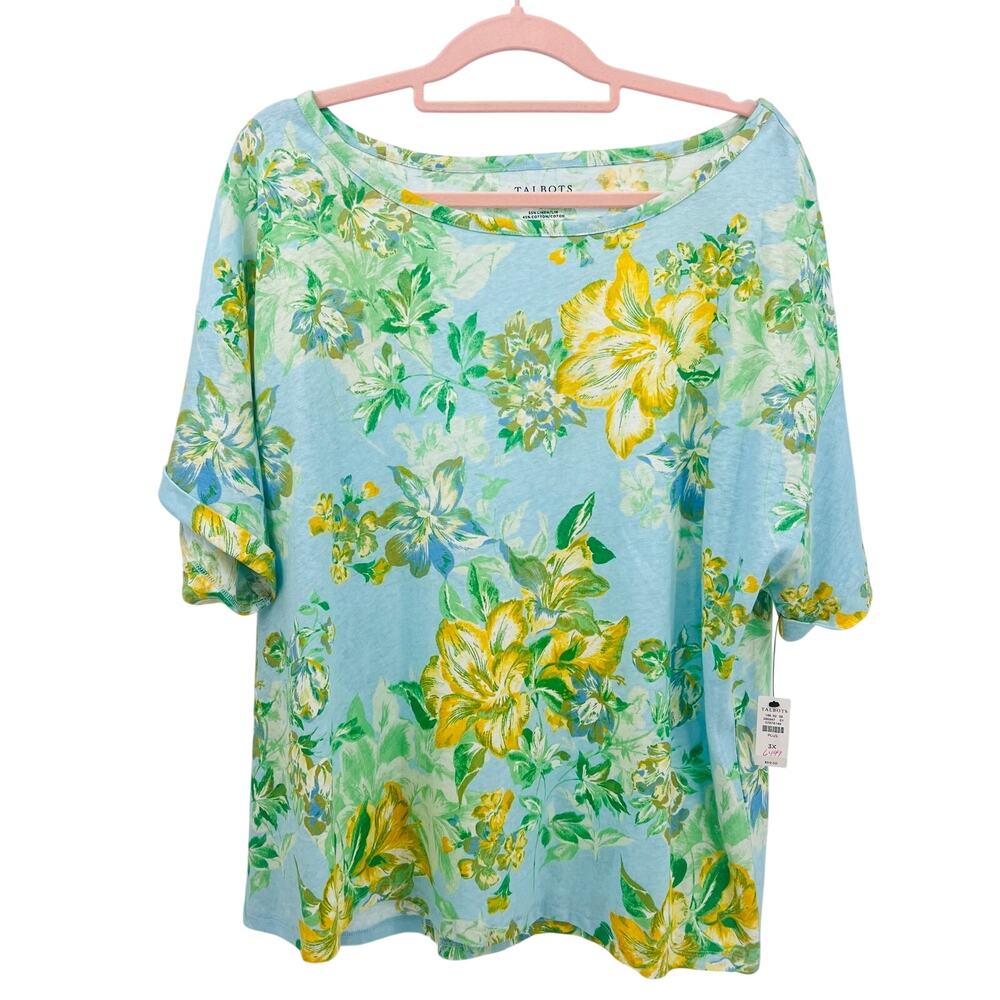 TALBOTS NWT Women's Linen Blend Short Sleeve Top 3X   CottageCore  Casual